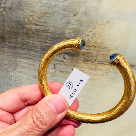 NWT Authentic Luxury Summer Spring Julie Vos Iridescent Charcoal Blue Hinge Cuff - Picture 15 of 17